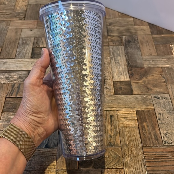 Starbucks 24 Oz Holiday 2017 Silver Sequins Cold Tumbler - Picture 6 of 9